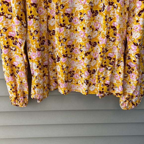 GAP Mustard Floral Long Sleeve Blouse - Women’s Size L - Picture 2 of 10